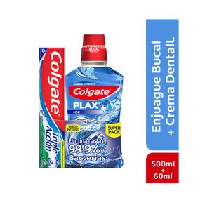 ENJUAGUE BUCAL+CREMA CROSSPACK COLGATE PLAX ICE KIT 500ML + 60ML