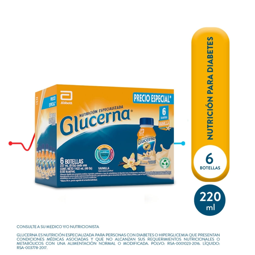 GLUCERNA LIQUIDO VAINILLA CAJA 6 BOTELLAS X 237 ML