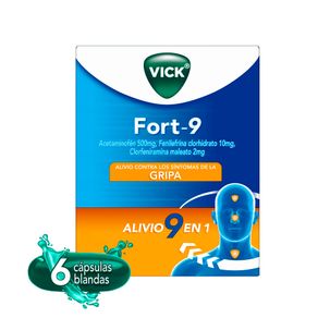 VICK FORT 9 CAPSULAS BLANDAS 500MG /2MG /10MG CAJA X 6 UNDS