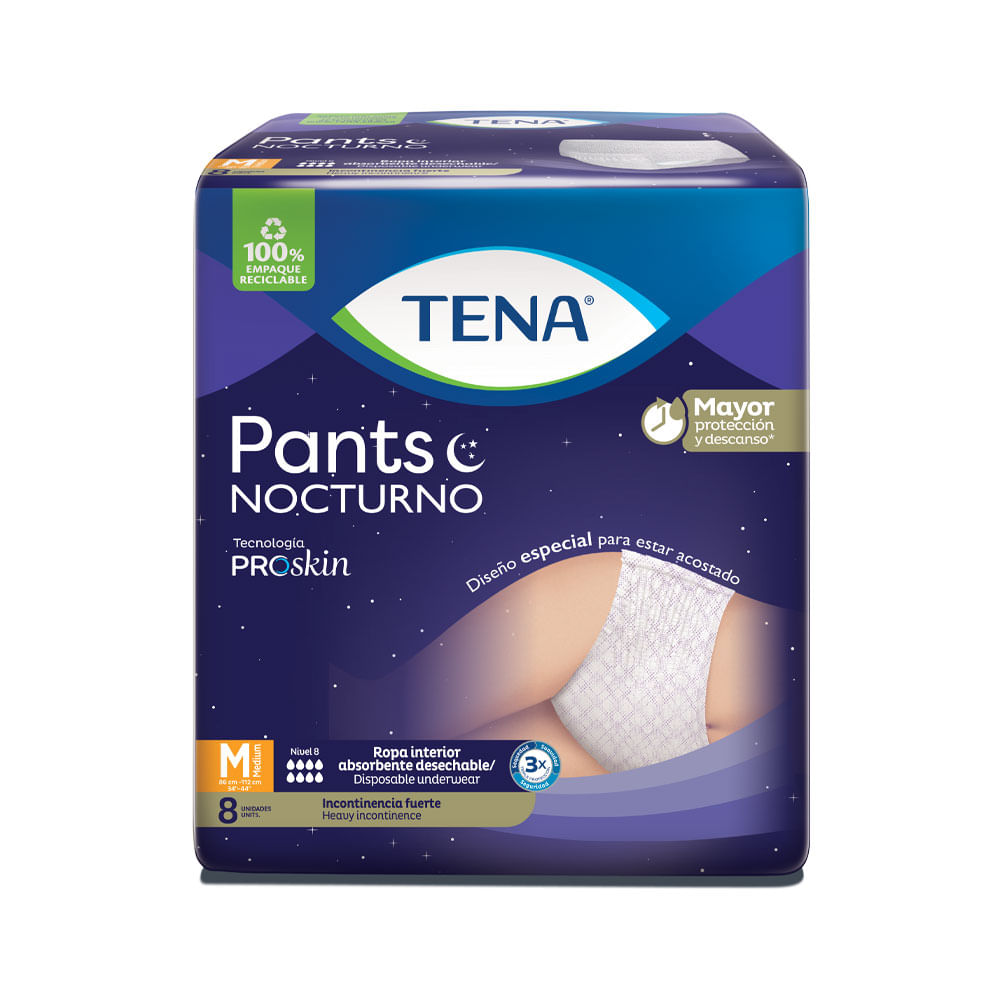 ROPA INTERIOR TENA PANTS NOCTURNO TALLA M BOLSA X 8 UNDS