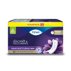 TOALLAS TENA DISCREET MAXI NIGHT PAQUETE X 30 UNDS