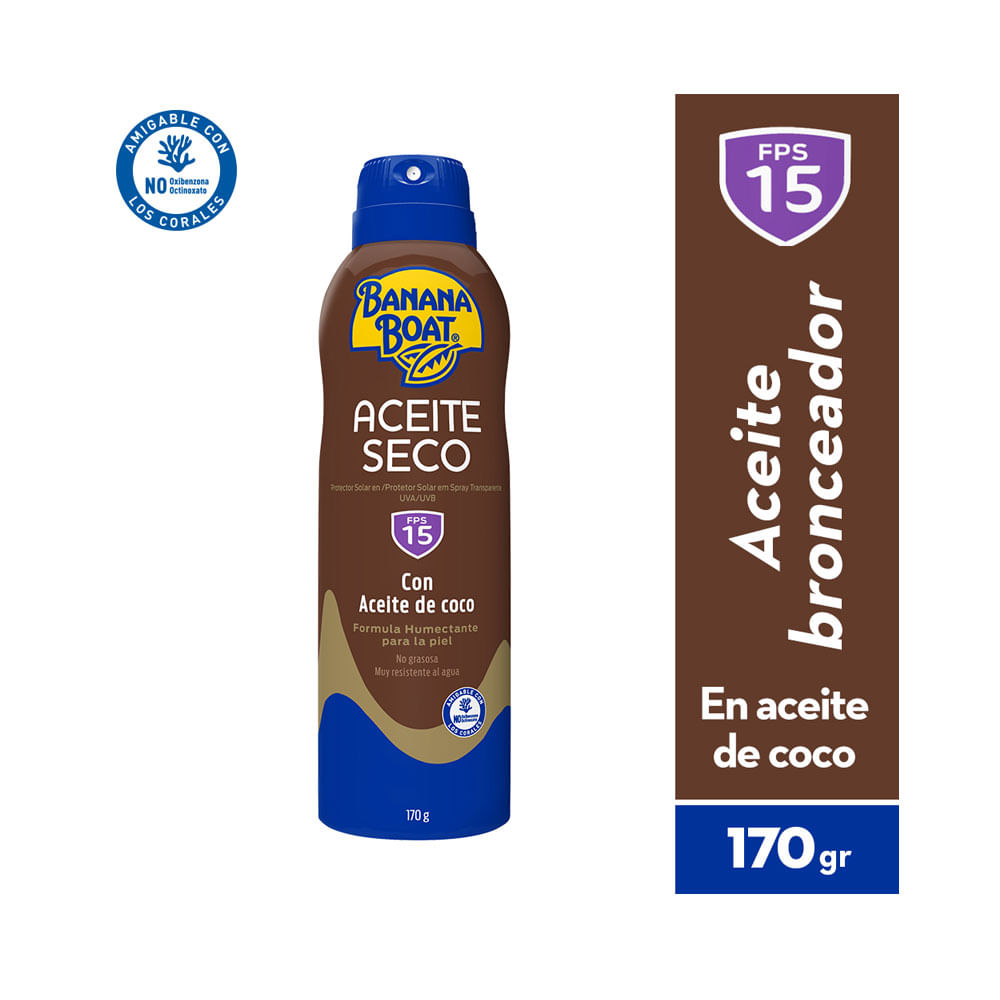 BANANA BOAT SPRAY ACEITE DE COCO SPF 15 FRASCO 170 G