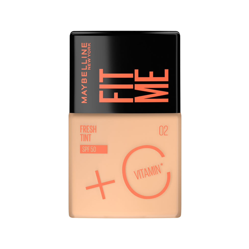 BASE LIQUIDA MAYBELLINE FIT ME FRESH TINT SPF 50 TONO 02 FRASCO GOTERO 30 ML