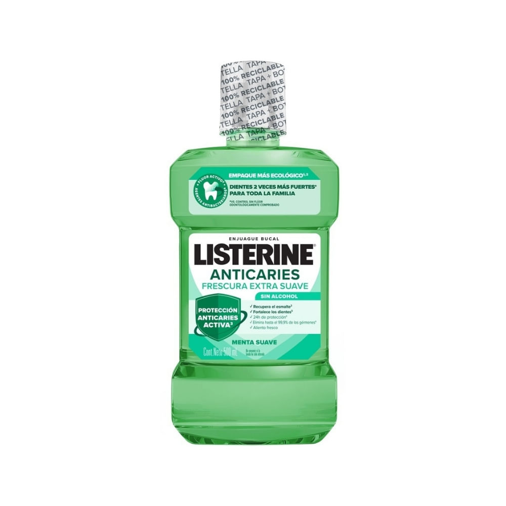 ENJUAGUE BUCAL LISTERINE ZERO ANTICARIES FRASCO 500 ML