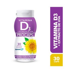VITAMINA D3 EXTRACTO DE UVA CAPSULAS 2000 UI FRASCO X 30 UNDS