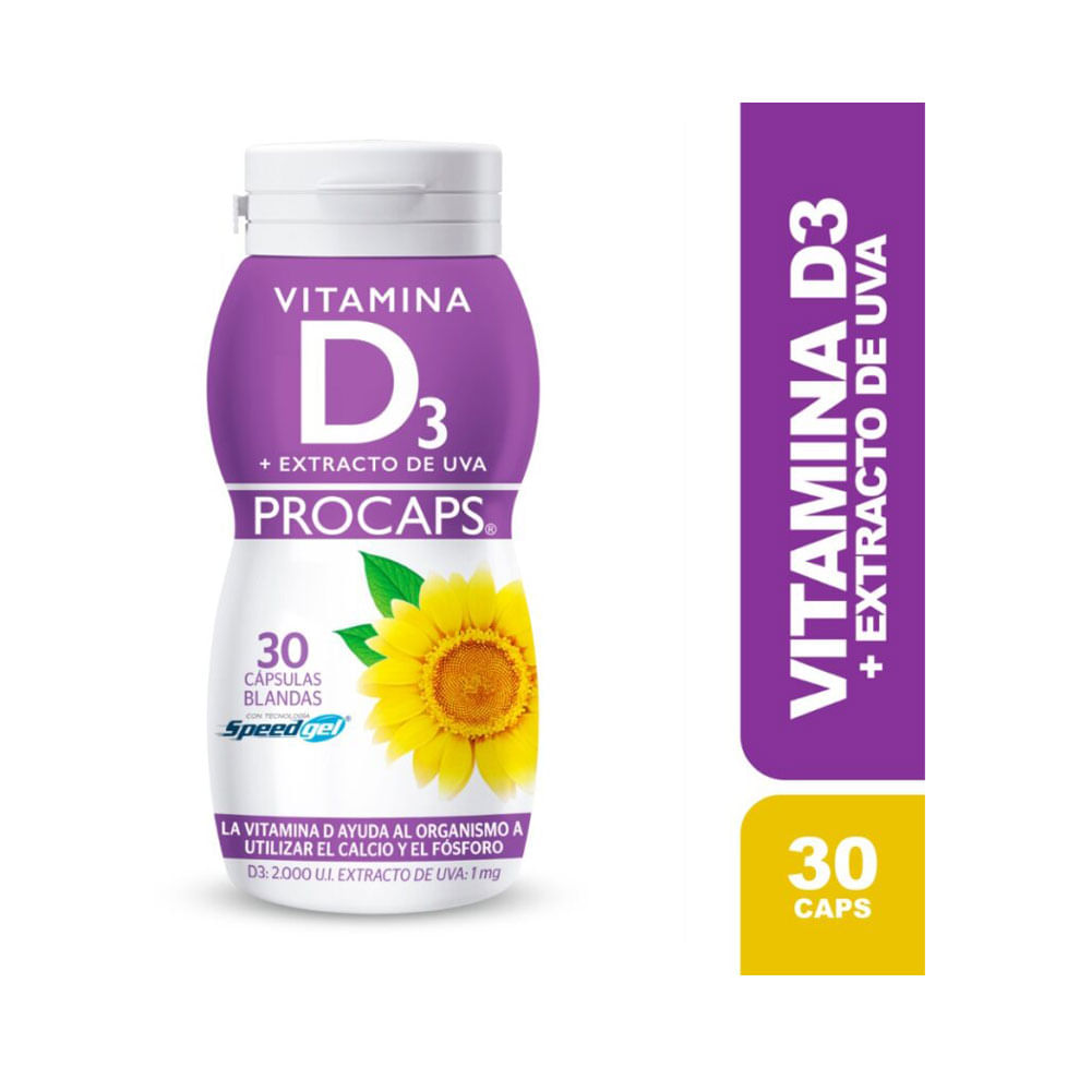 VITAMINA D3 EXTRACTO DE UVA CAPSULAS 2000 UI FRASCO X 30 UNDS