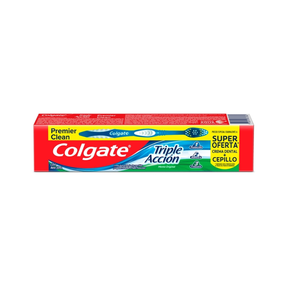 CREMA DENTAL COLGATE TRIPLE ACCION+CEPILLO CAJA 50 ML