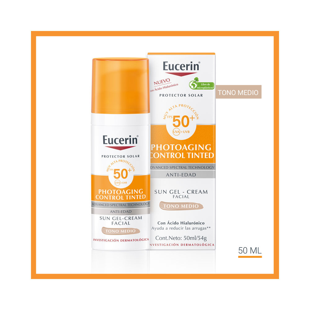 EUCERIN SUN CREME FACIAL COLOR SPF 50+ CAJA 50 ML