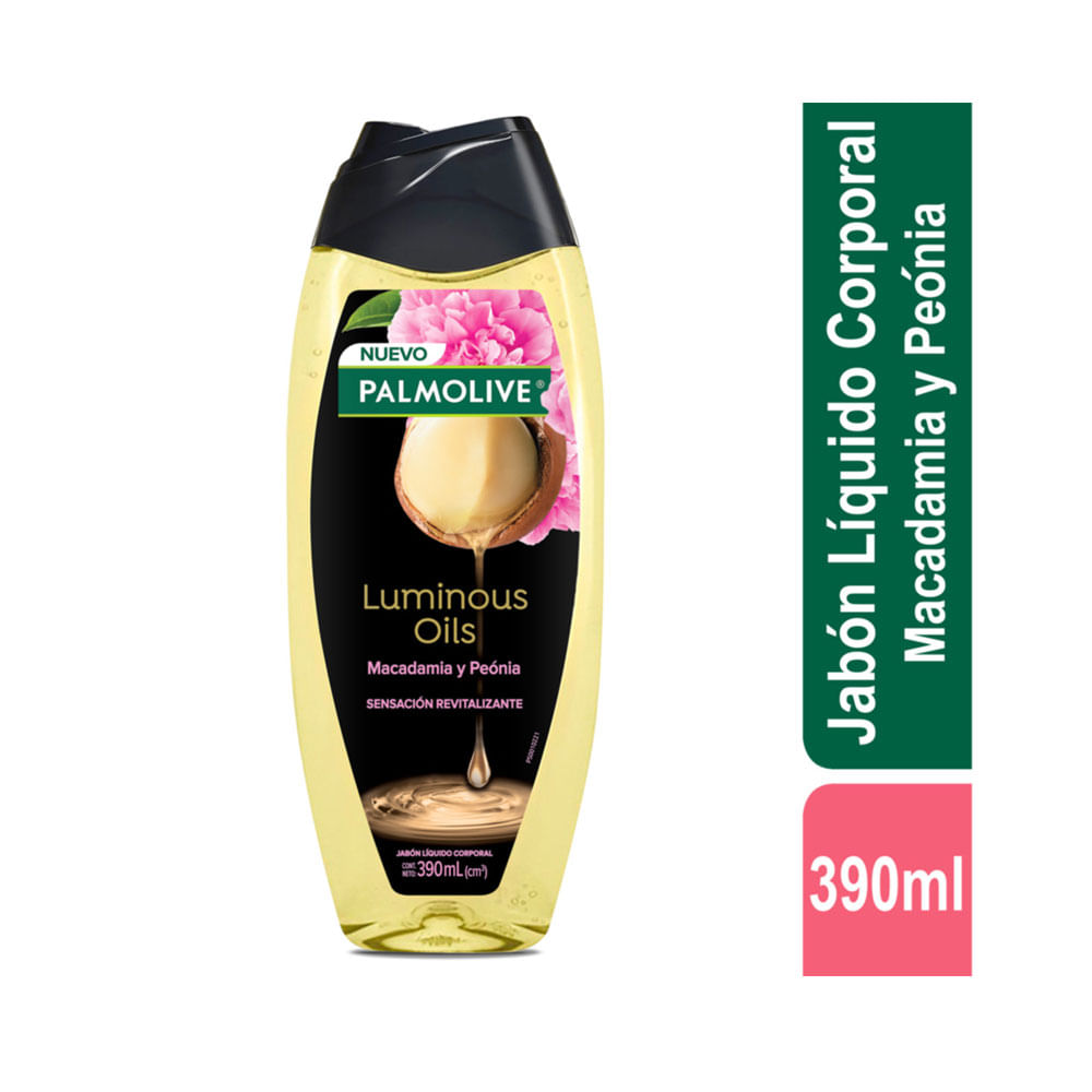 JABON LIQUIDO PALMOLIVE LUMINOUS OILS MACADAMIA FRASCO 390 ML