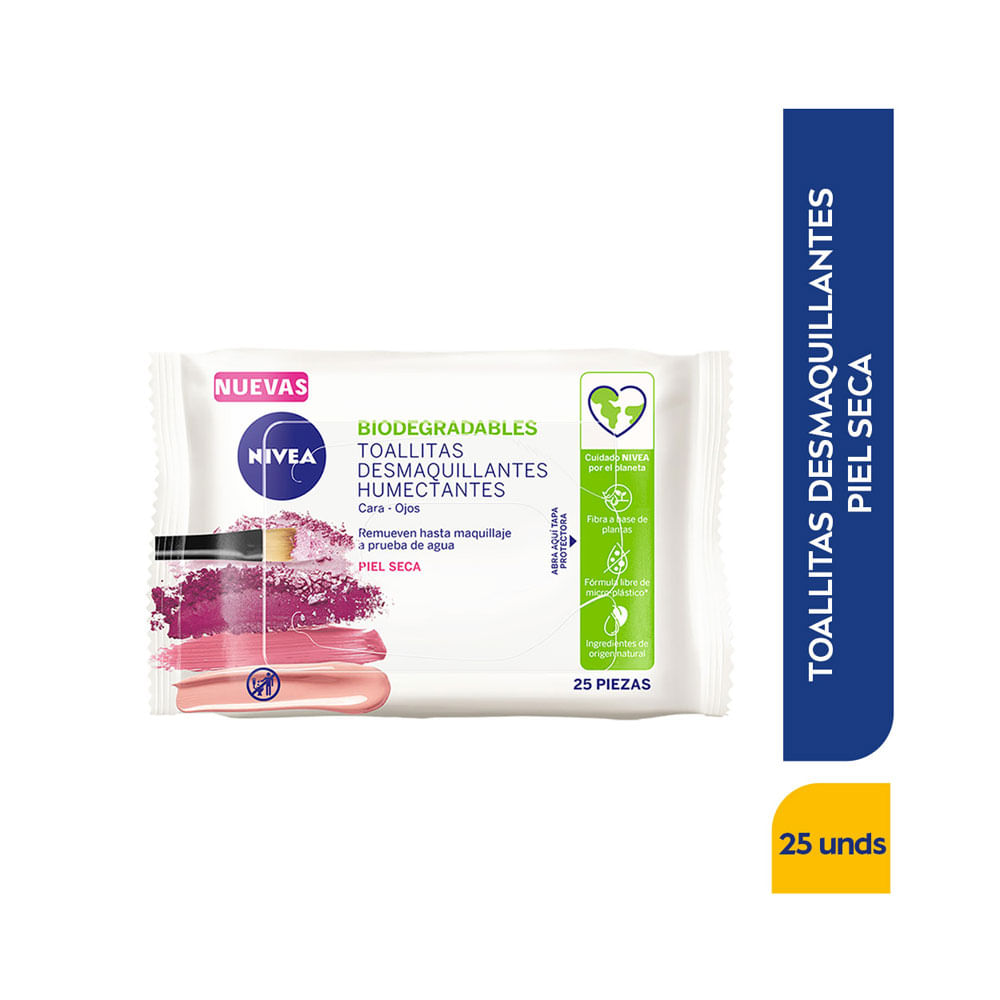 TOALLITAS DESMAQUILLADORAS NIVEA PIEL SECA/SENSIBLE BOLSA X 25 UNDS