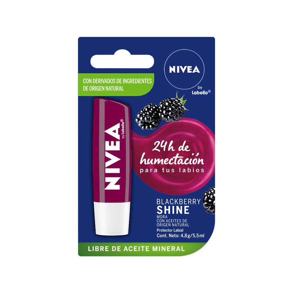 LABIAL NIVEA LIP CARE BLACKBERRY MORA BARRA 4.8 G