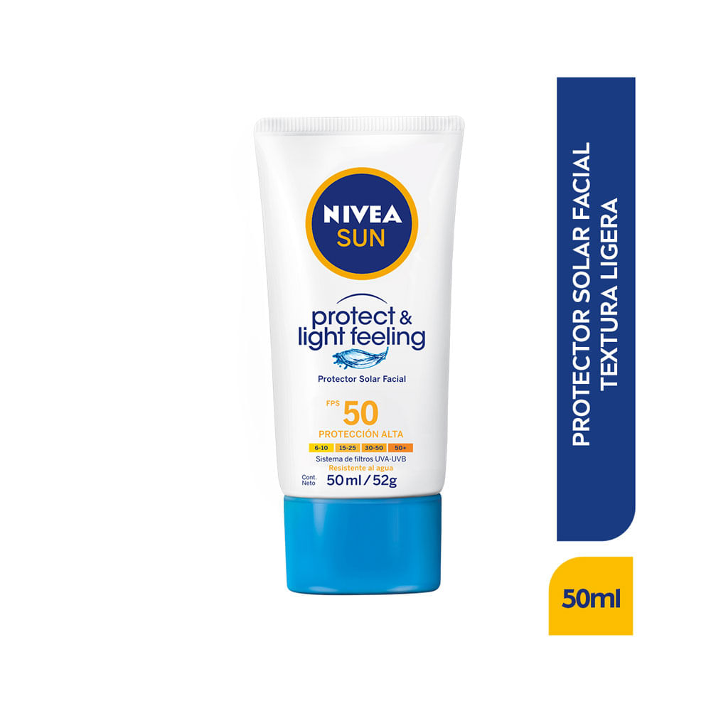 PROTECTOR SOLAR NIVEA SUN FACE LIGHT FEEL SPF 50 TUBO 50 ML