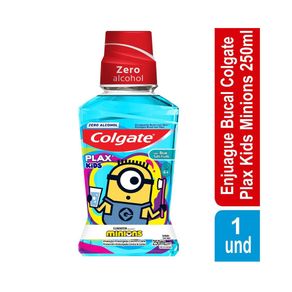 ENJUAGUE BUCAL COLGATE PLAX KIDS MINIONS FRASCO 250 ML