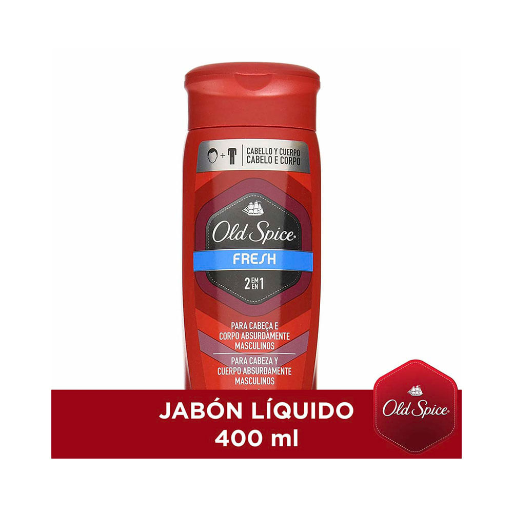 JABON LIQUIDO OLD SPICE FRESH 2EN1 CAB/CU+++ FRASCO 400 ML