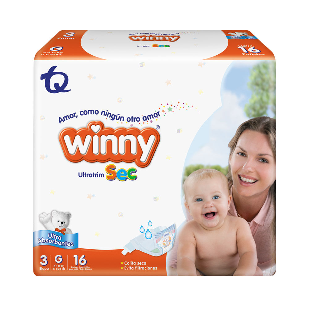 PAÑALES WINNY ULTRATRIM SEC ETAPA 3 BOLSA X 16 UNDS