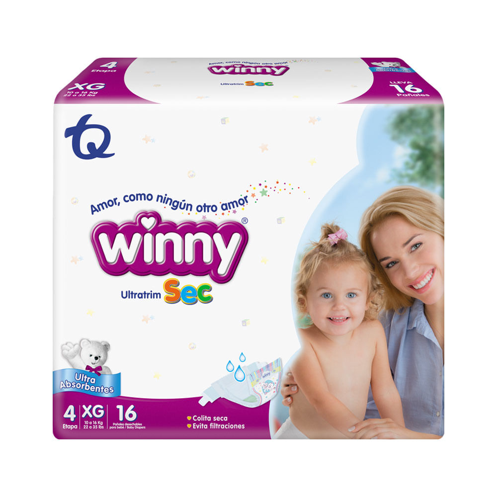 PAÑALES WINNY ULTRATRIM SEC ET 4 BOLSA X 16 UNDS
