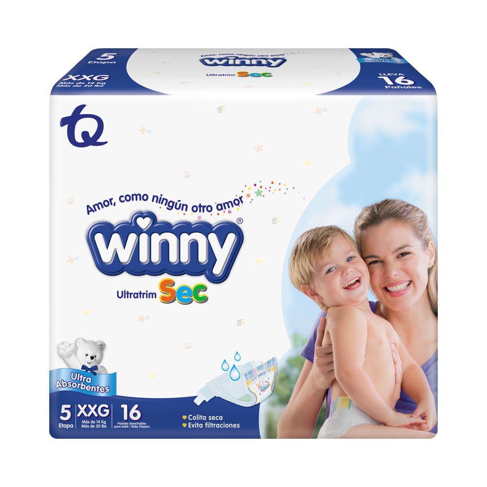PAÑALES WINNY ULTRATRIM SEC ET 5 BOLSA X 16 UNDS