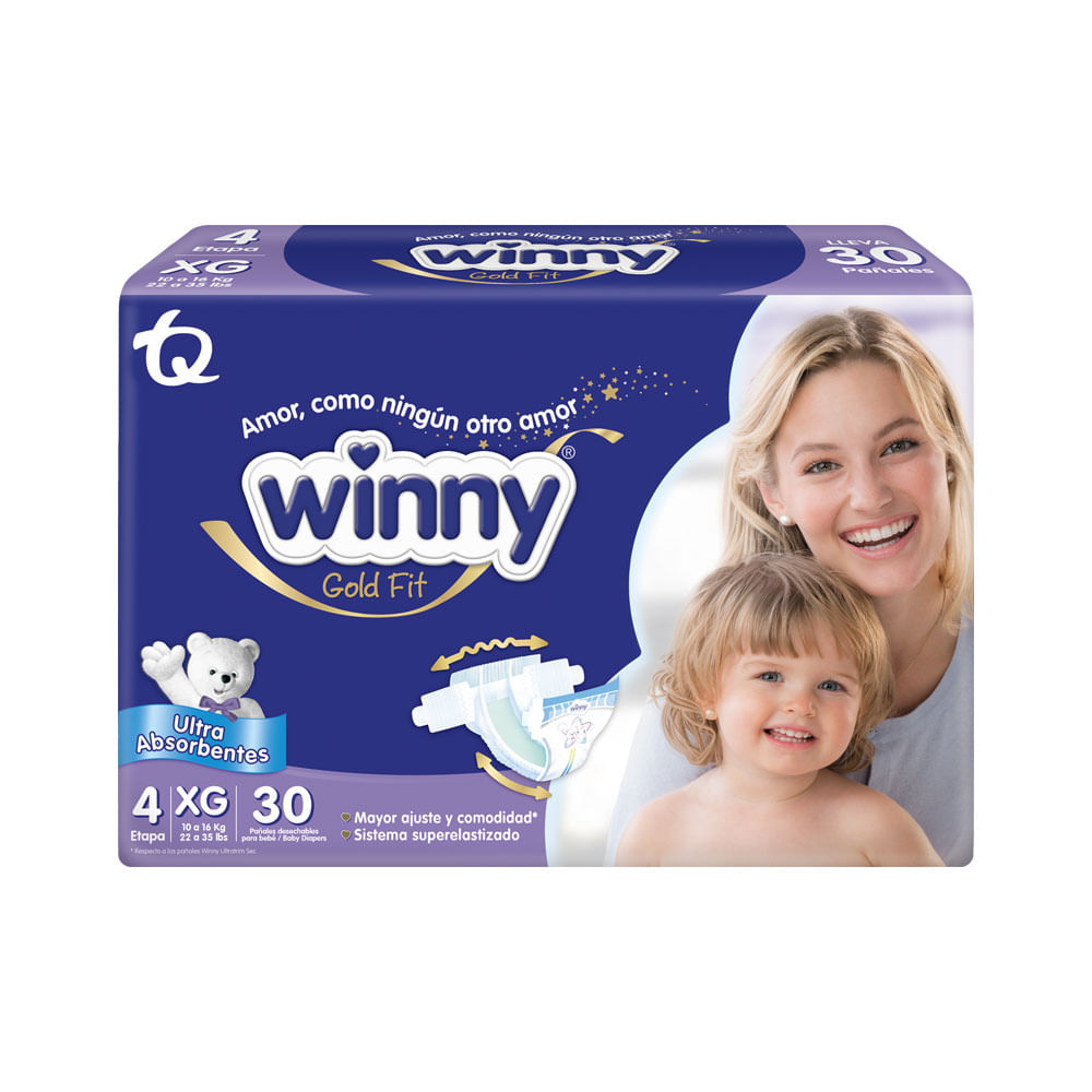 PAÑALES WINNY ULTRATRIM GOLD ET4 BOLSA X 30 UNDS