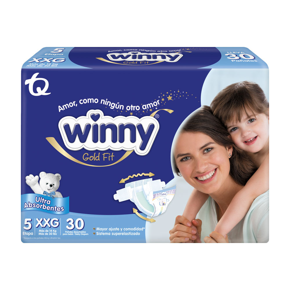 PAÑALES WINNY ULTRATRIM GOLD ET5 BOLSA X 30 UNDS