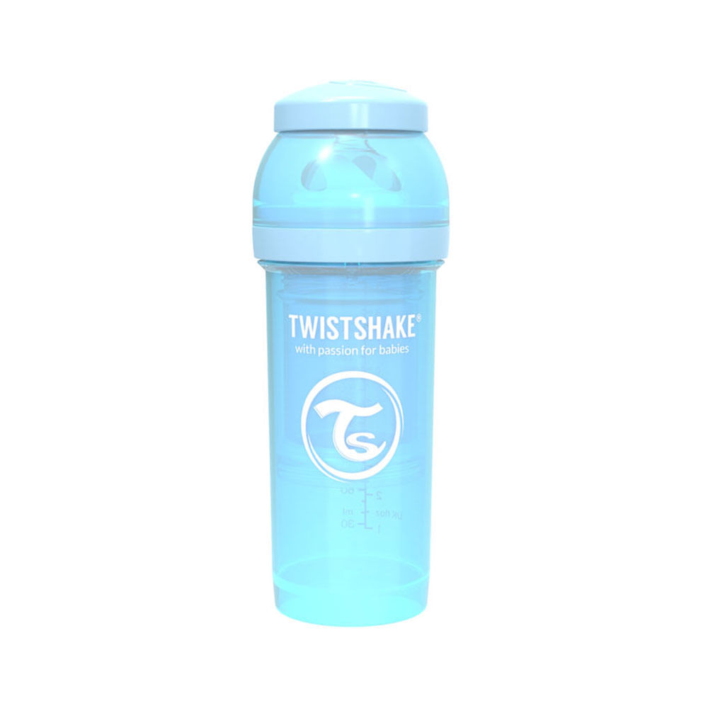 TETERO TWISTSHAKE BEBE ANTICOLICO AZUL CAJA 260 ML