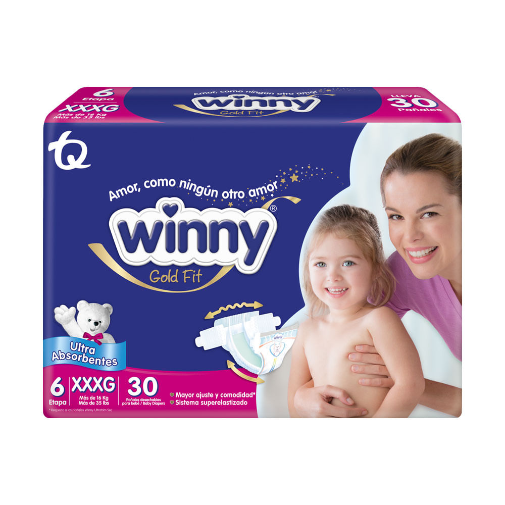 PAÑALES WINNY ULTRATRIM GOLD ET6 BOLSA X 30 UNDS