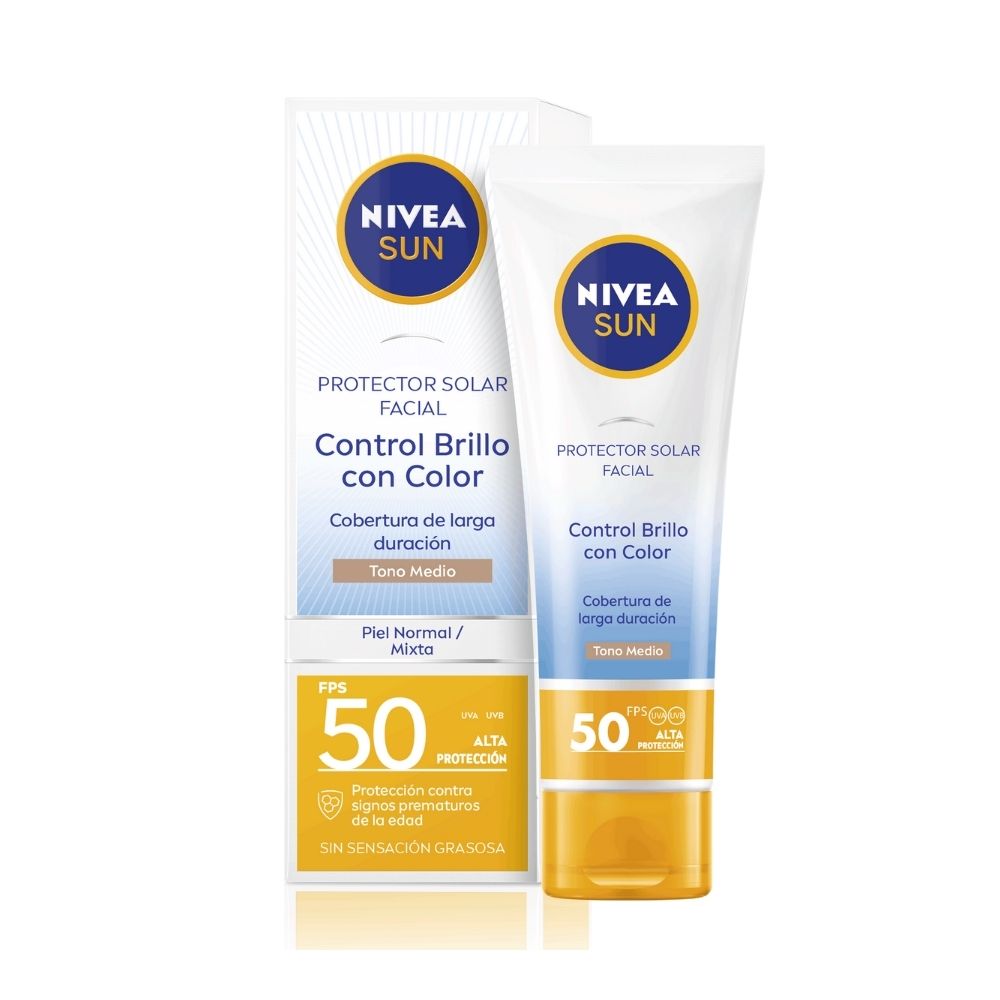 PROTECTOR SOLAR NIVEA SUN SPF 50 CONTROL BRILLO CON COLOR TUBO 50 ML