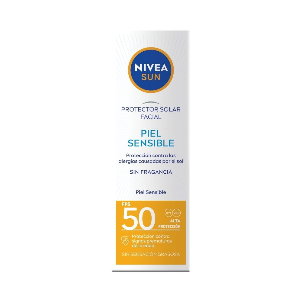 PROTECTOR SOLAR NIVEA SUN&nbsp;FACIAL PIEL SENSIBLE SPF 50 TUBO 50 ML
