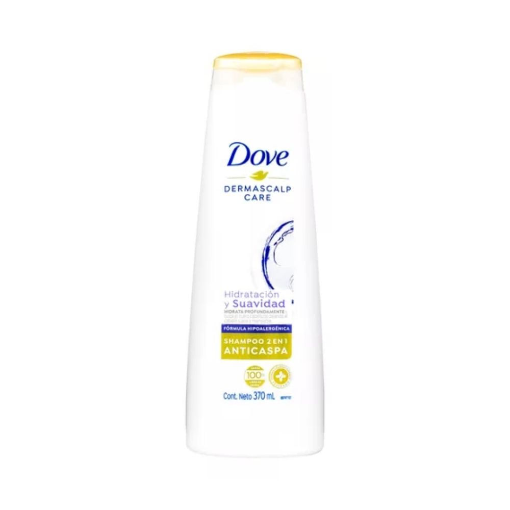 SHAMPOO DOVE HIDRAT Y SUAVIDAD 2 EN 1 FRASCO 370 ML