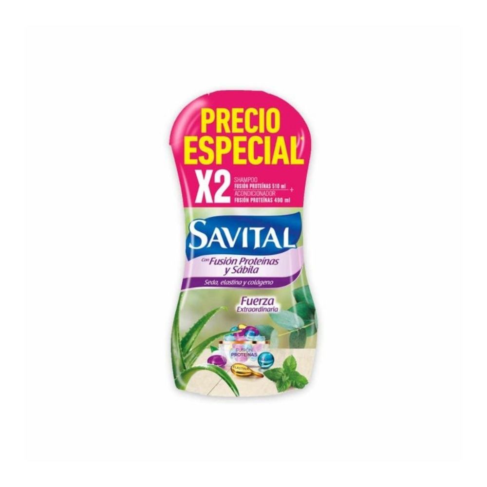 SHAMPOO+ACONDICIONADOR SAVITAL FUSION PROTEINAS POTE 510ML+490ML