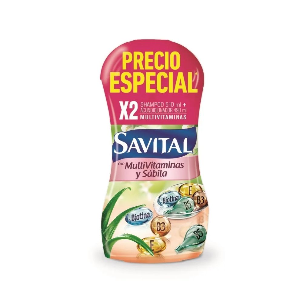 SHAMPOO+ACONDICIONADOR SAVITAL MULTIVITAMINAS OFERTA 510ML+490ML