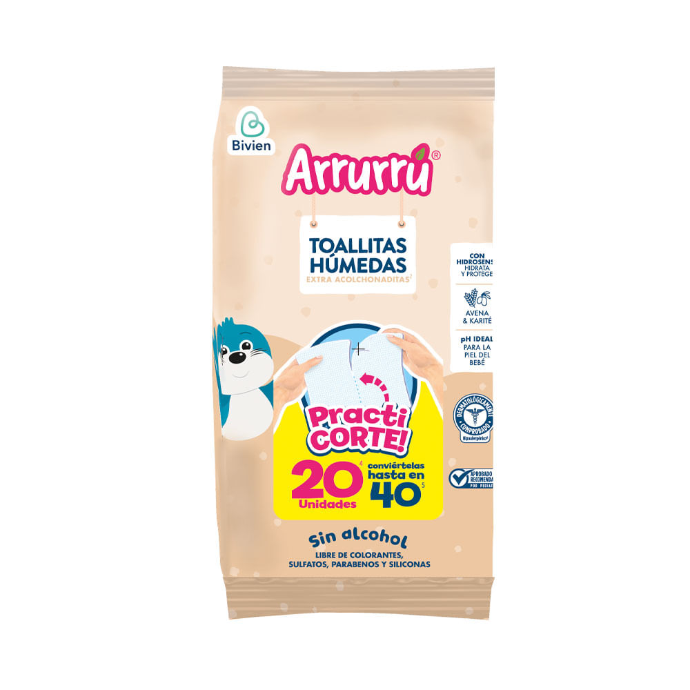 TOALLITAS ARRURRU AVENA BOLSA X 20 UNDS