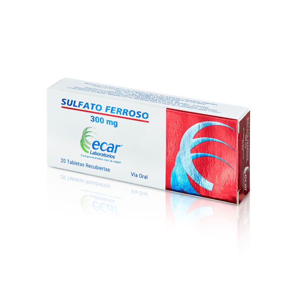 SULFATO FERROSO TABLETAS RECUBIERTAS 300 MG CAJA X 20 UNDS