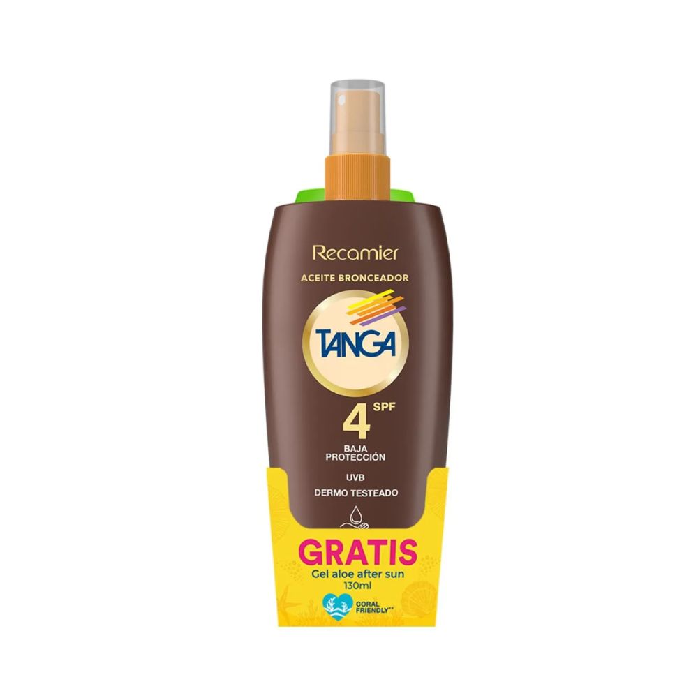 BRONCEADOR TANGA SPF 4 + GRATIS FRASCO 185 ML + 130 ML