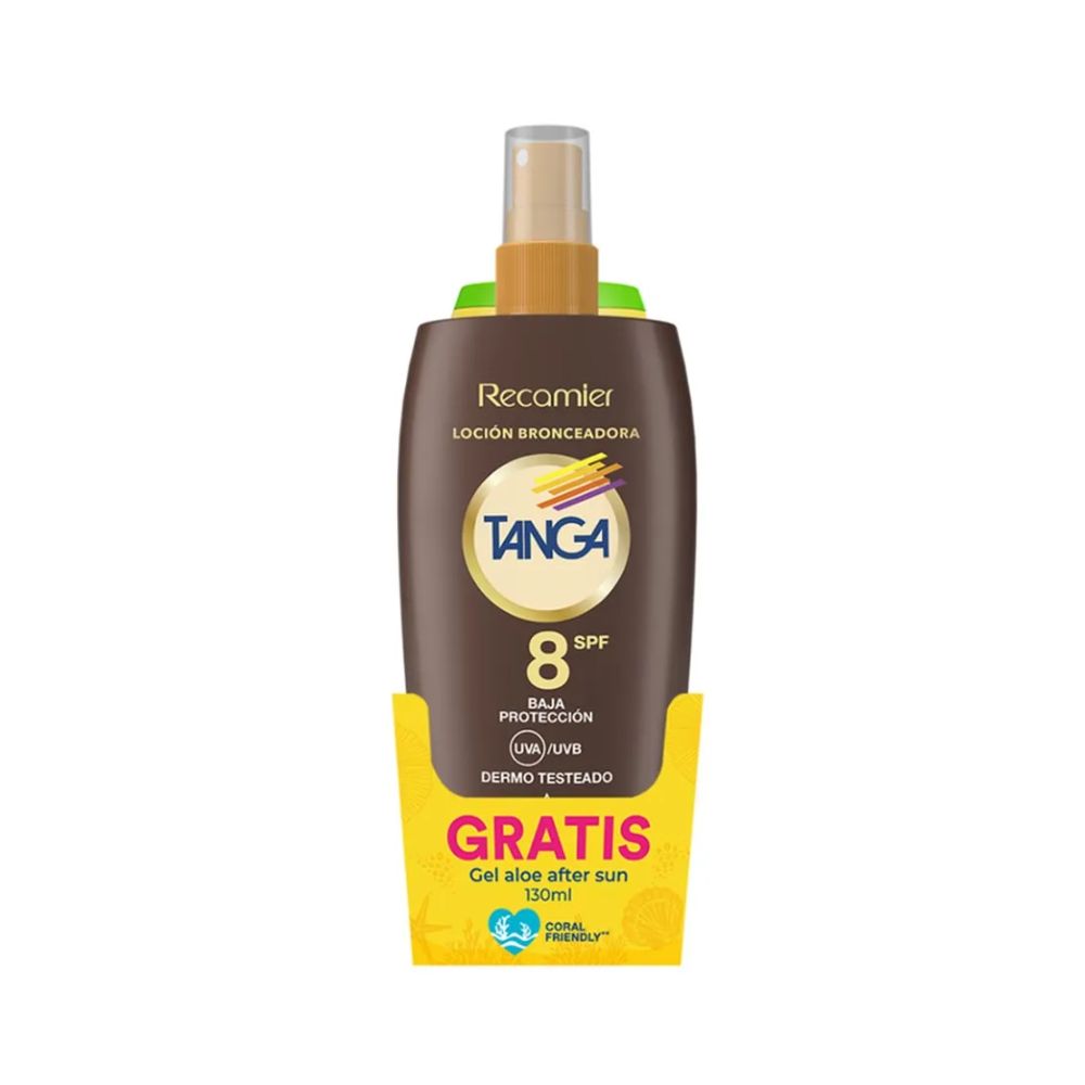 BRONCEADOR TANGA LOCIÓN SPF 8  + GRATIS FRASCO 185 ML + 130 ML