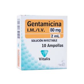 GENTAMICINA VITALIS SOLUCION INYECTABLE 80 MG/2 ML