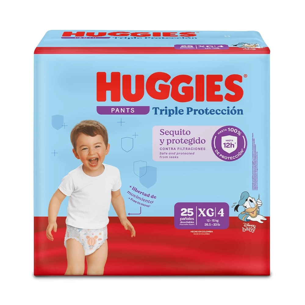 PAÑALES HUGGIES PANTS TRIPLE PROTECC. TALLA XG/4 X 25 UNDS