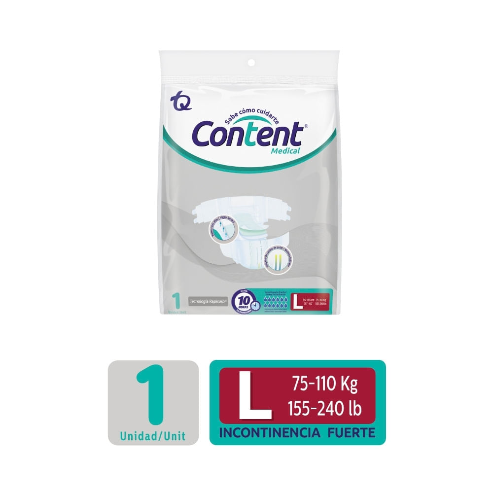 PAÑALES CONTENT MEDICAL L FRACCION X 1 UND