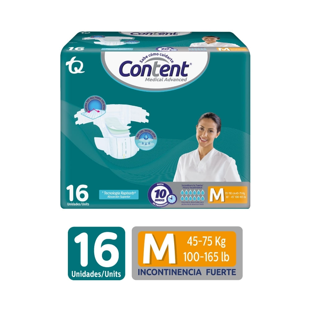 PAÑALES CONTENT MEDICAL ADVANCED M BOLSA X 16 UNDS