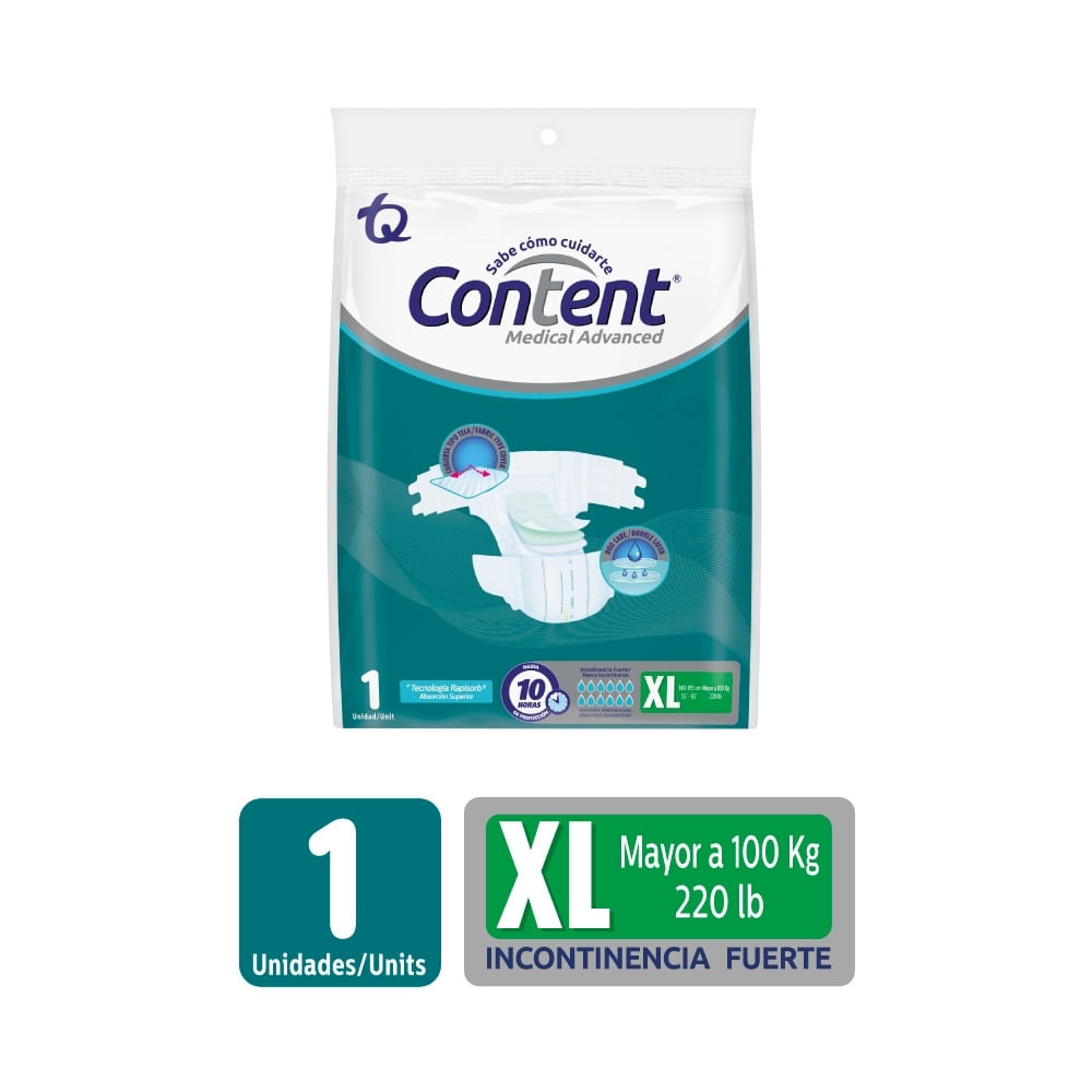 PAÑALES CONTENT MEDICAL ADVANCED XL FRACCION X 1 UND