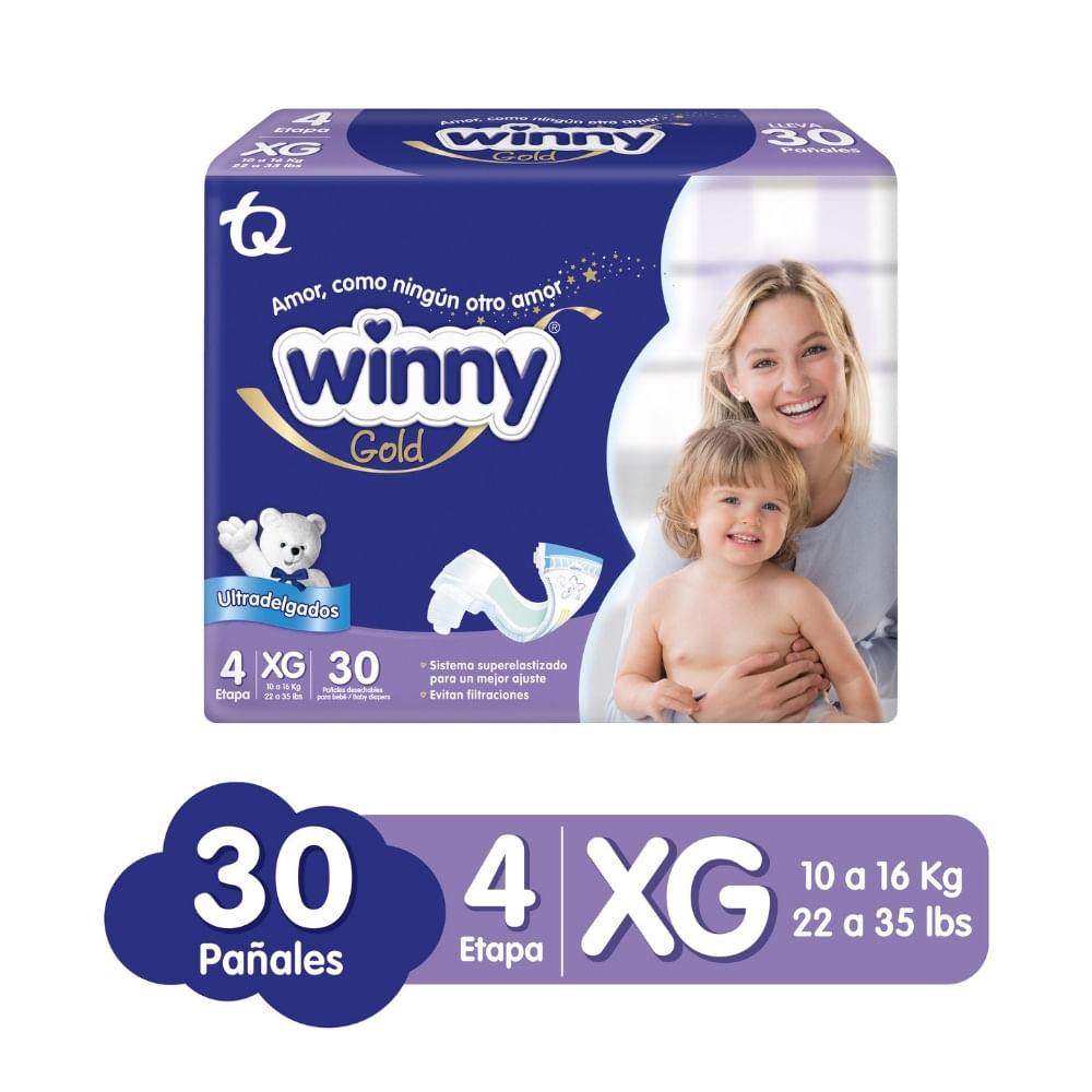 PAÑALES WINNY GOLD ETAPA 4 BOLSA X 30 UNDS