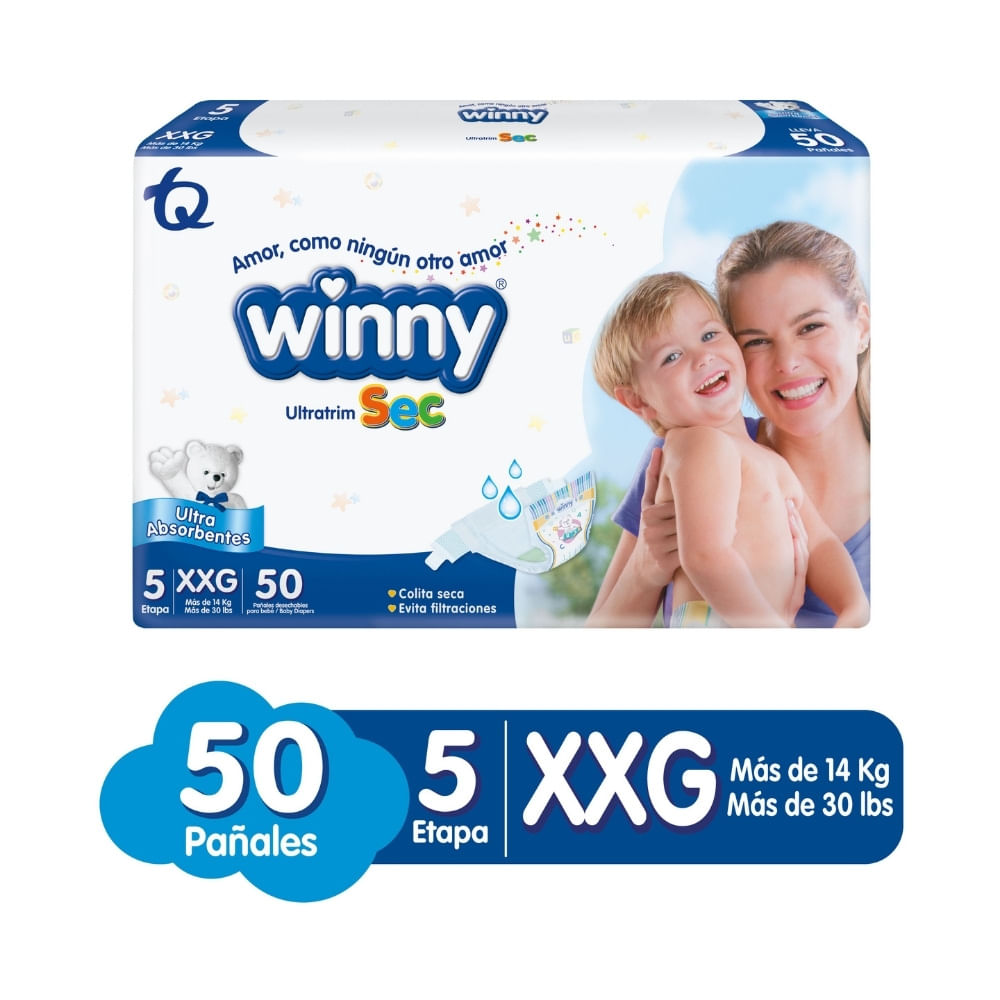PAÑALES WINNY ULTRATRIM SEC ETAPA 5 BOLSA X 50 UNDS