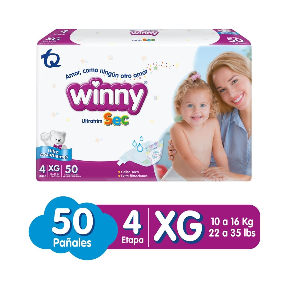 PAÑALES WINNY ULTRATRIM SEC ETAPA 4 BOLSA X 50 UNDS