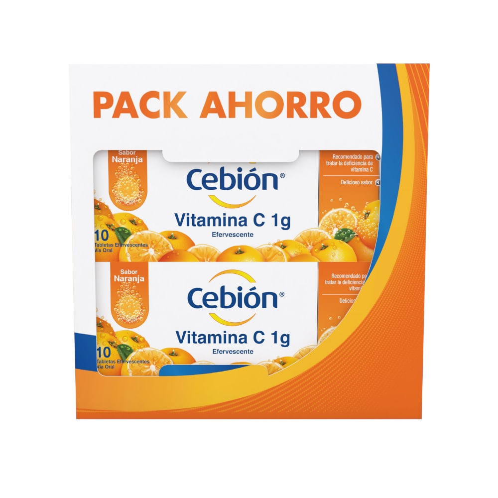 DUOPACK CEBION VIT C 1G Y ZINC T. EFERVESCENTES NARANJA 10 TAB X 2 UNID