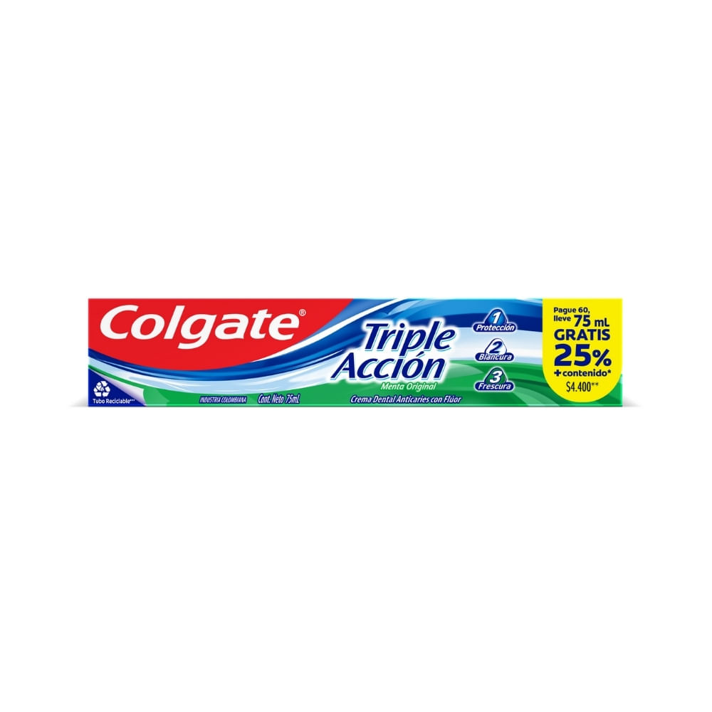 CREMA DENTAL COLGATE TRIPLE ACCION ORIGINAL CAJA 75 ML