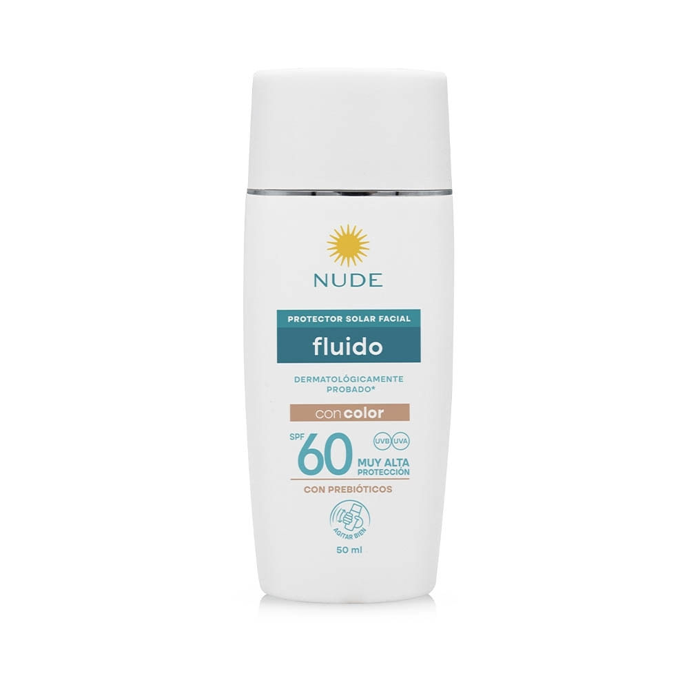 PROTECTOR SOLAR NUDE FACIAL FLUIDO COLOR SPF 60 TUBO 50 ML