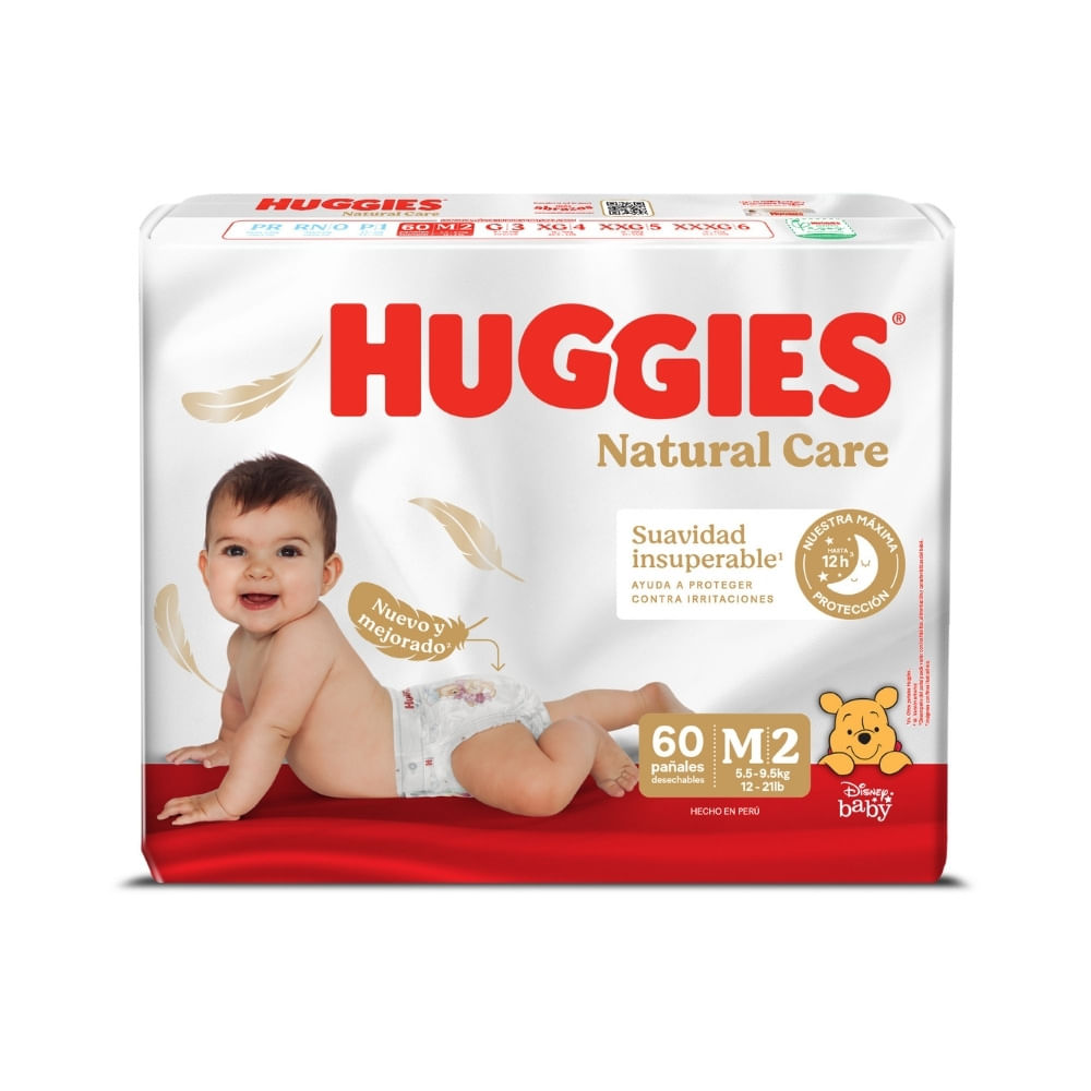 PAÑALES HUGGIES NATURAL CARE ETAPA 2 BOLSA X 60 UNDS