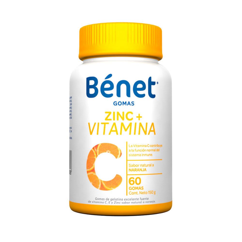 BENET ZINC+VITAMINA C GOMAS NARANJA FRASCO X 60 UNDS