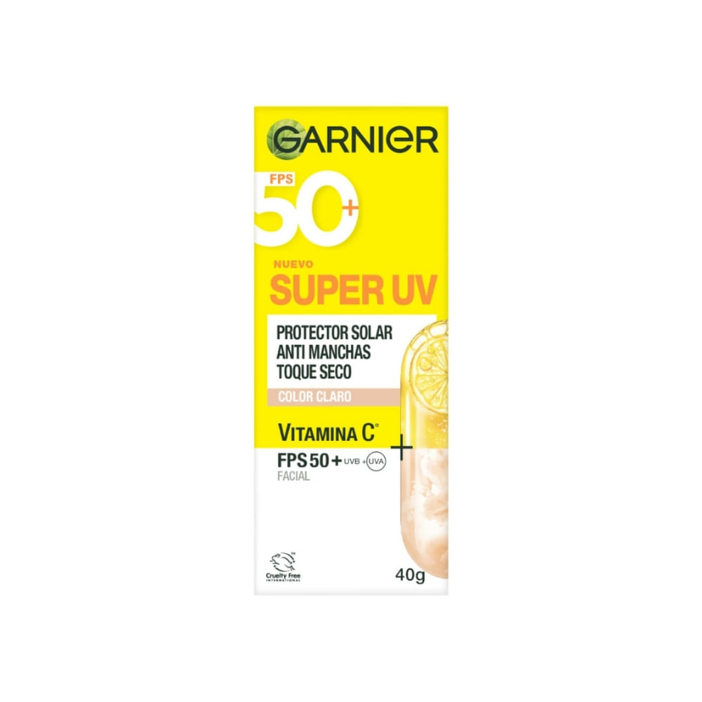 PROTECTOR SOLAR GARNIER SUPER UV TOQUE SECO TONO CLARO FRASCO 40 G