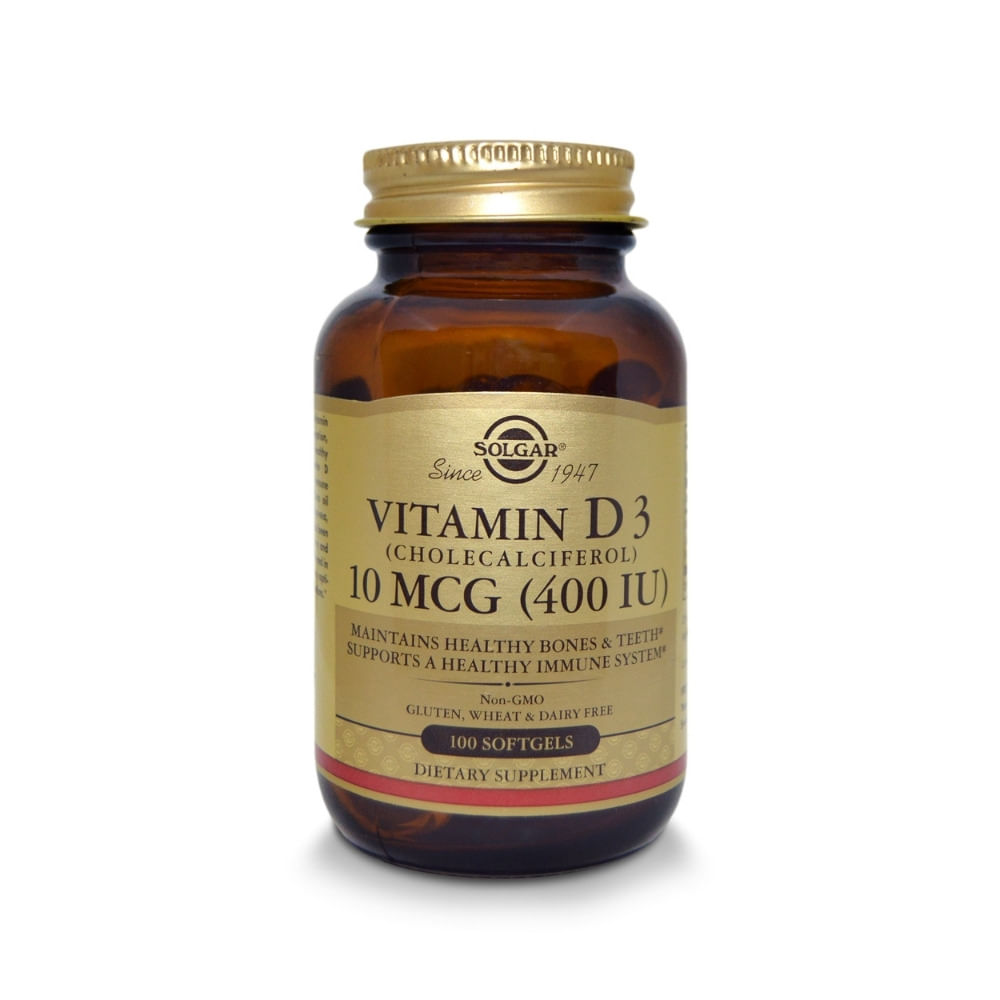 VITAMIN D3 SOLGAR CAPSULAS BLANDAS 10 MCG FRASCO X 100 UNDS