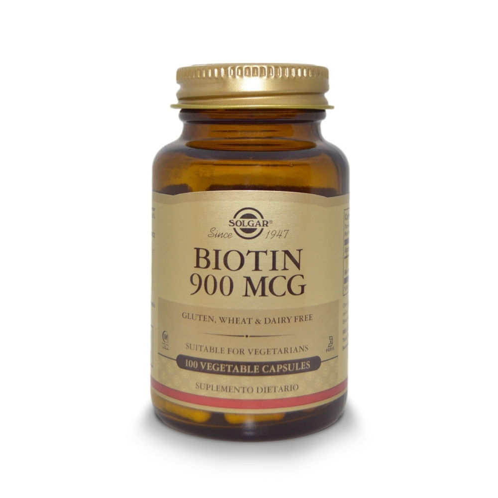 BIOTIN SOLGAR CAPSULAS VEGETALES 900 MCG FRASCO X 100 UNDS